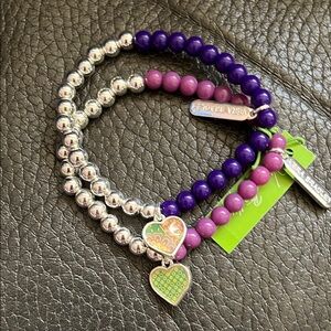 Vera Bradley set of two beaded bracelets with hearts